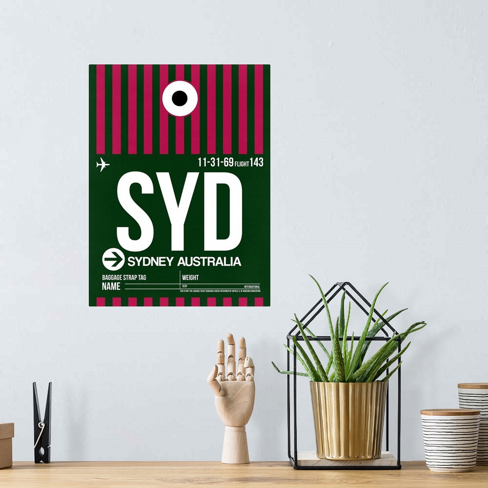 A bohemian room featuring SYD Sydney Luggage Tag II