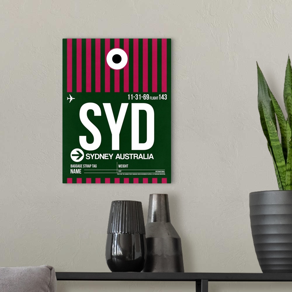 A modern room featuring SYD Sydney Luggage Tag II