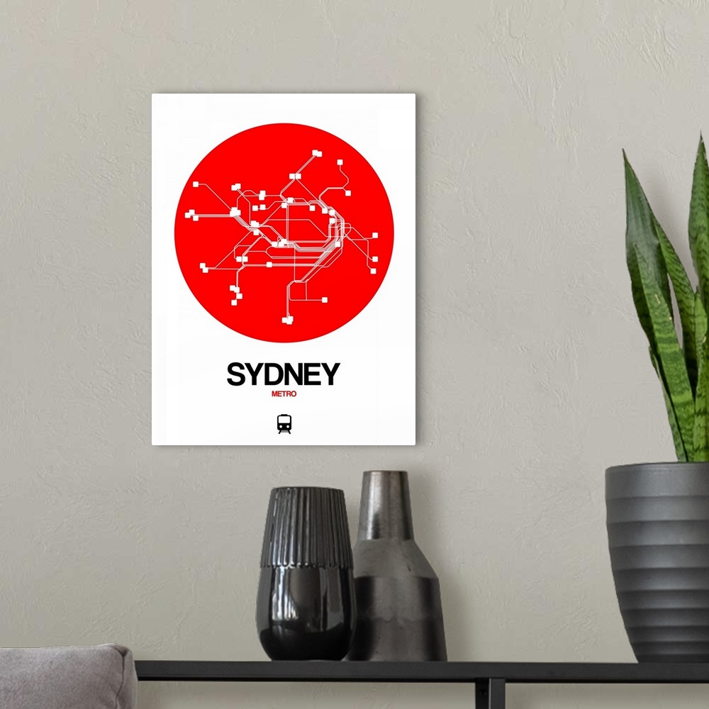 A modern room featuring Sydney Red Subway Map