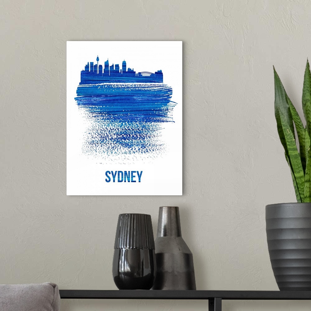 A modern room featuring Sydney Skyline