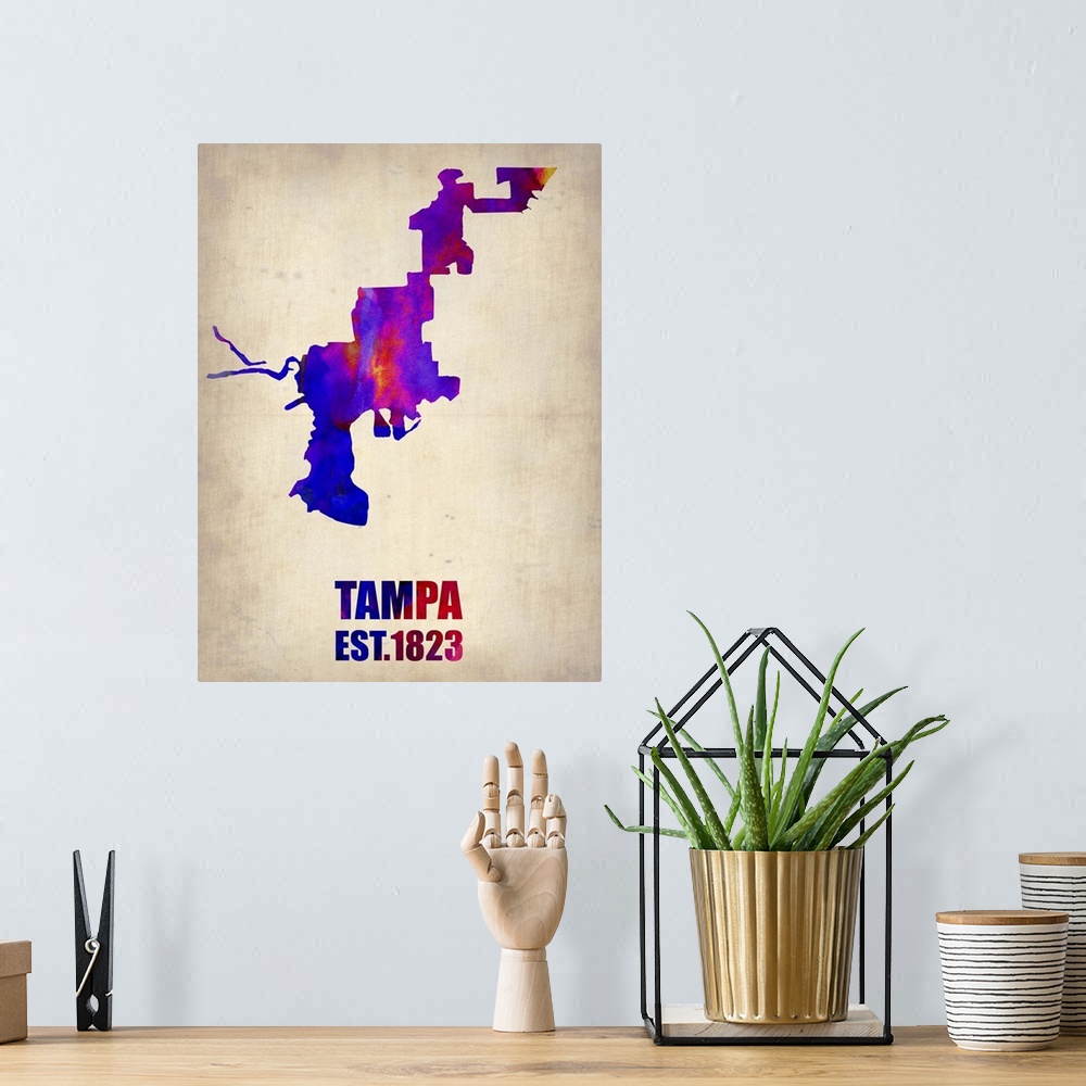 A bohemian room featuring Tampa Watercolor Map