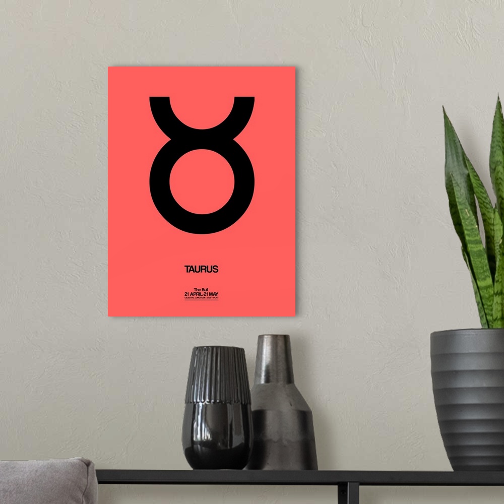 A modern room featuring Minimalist artwork of the astrological sign of Taurus.