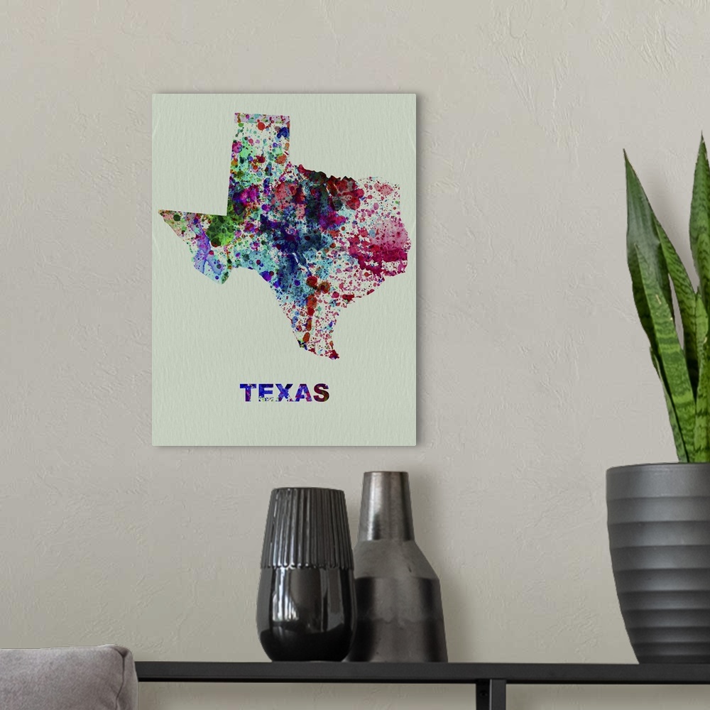 A modern room featuring Texas Color Splatter Map