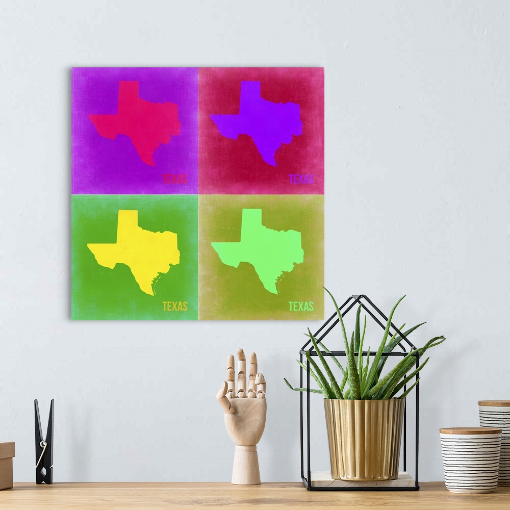A bohemian room featuring Texas Pop Art Map II