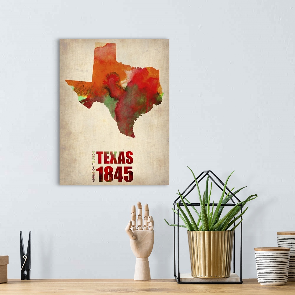 A bohemian room featuring Texas Watercolor Map