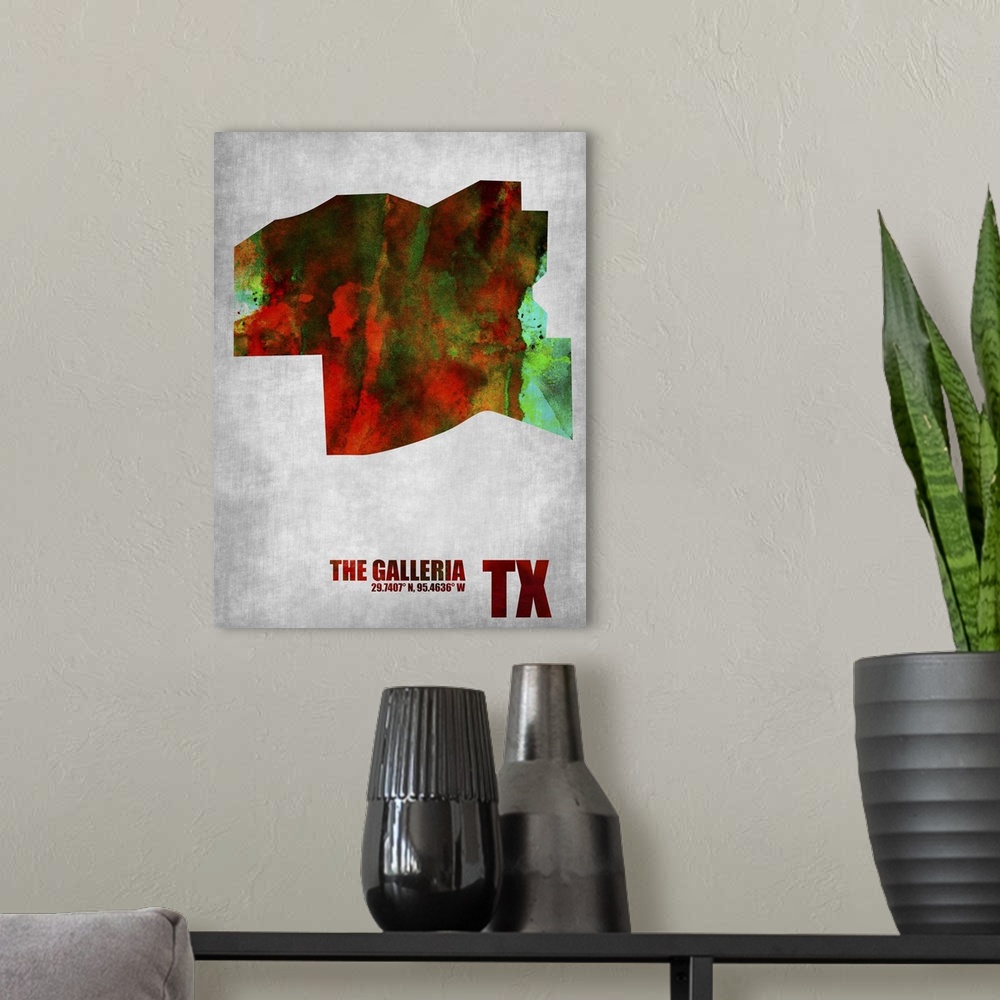 A modern room featuring The Galleria Texas Map