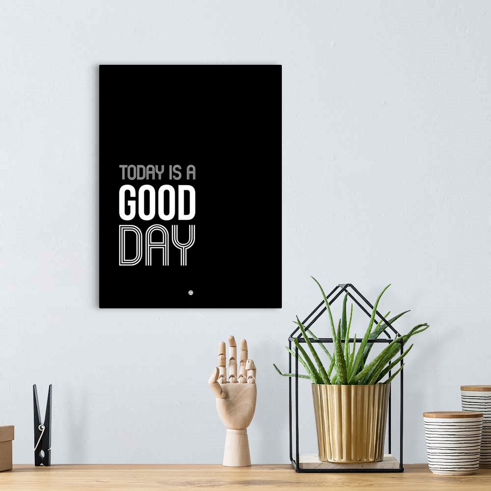 A bohemian room featuring Today is a Good Day Poster