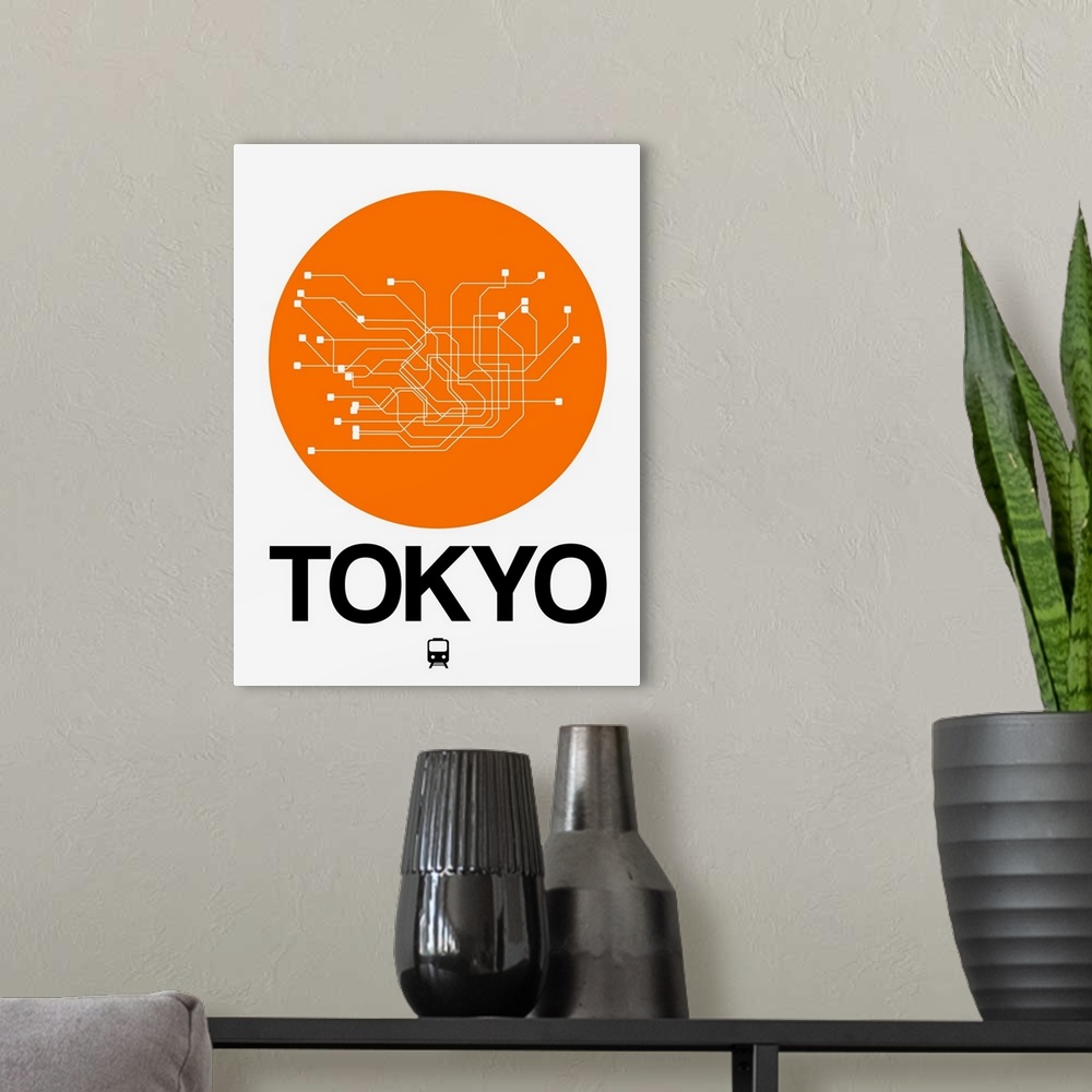 A modern room featuring Tokyo Orange Subway Map