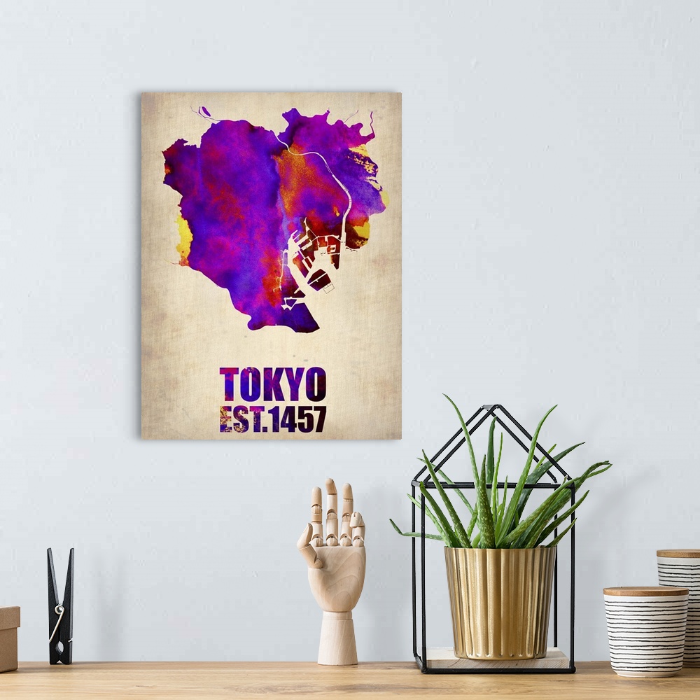 A bohemian room featuring Tokyo Watercolor Map II