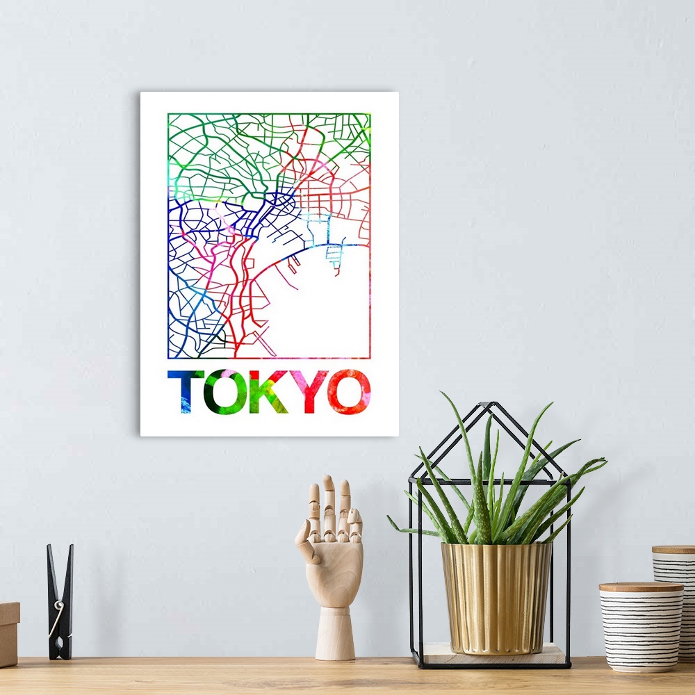 A bohemian room featuring Colorful map of the streets of Tokyo, Japan.