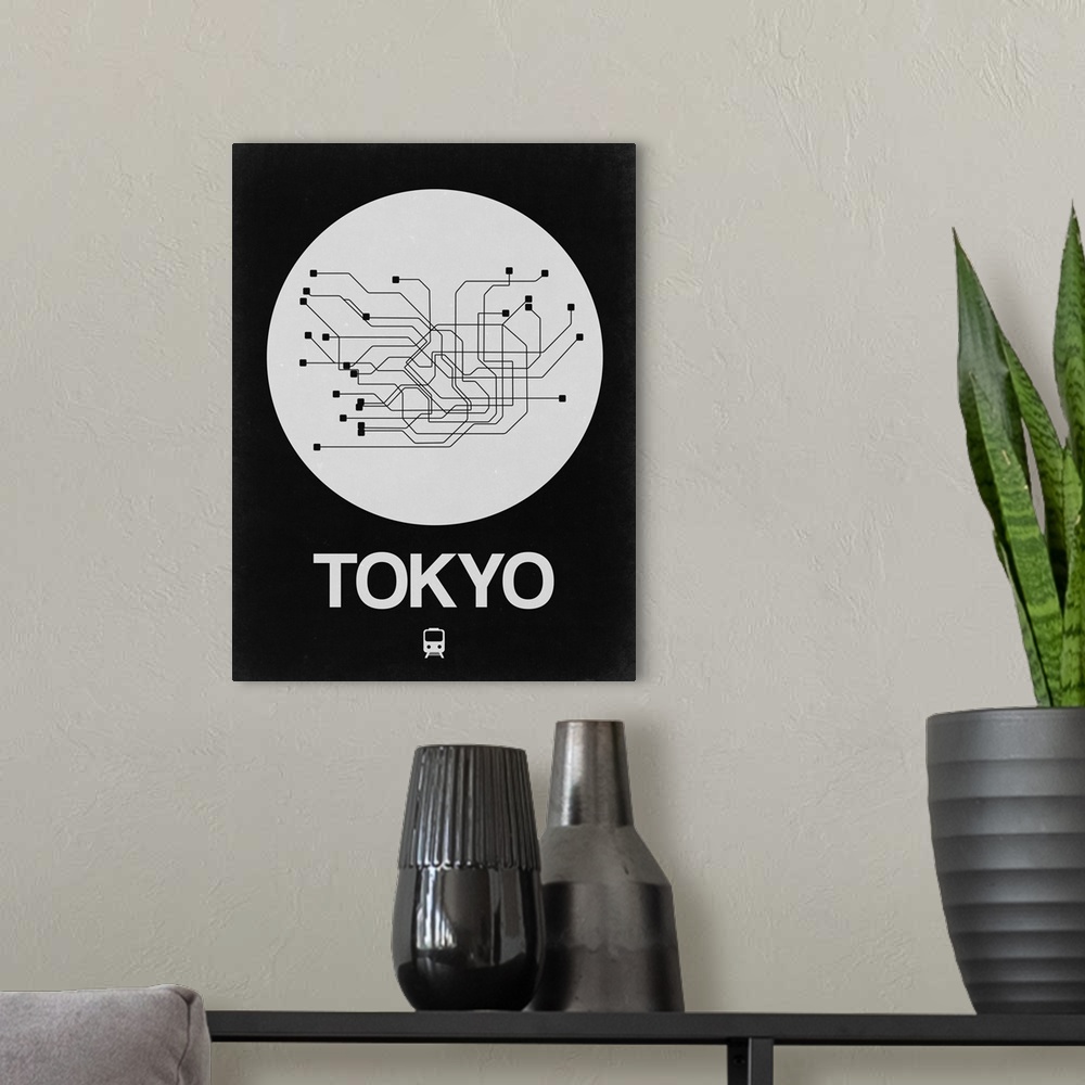 A modern room featuring Tokyo White Subway Map