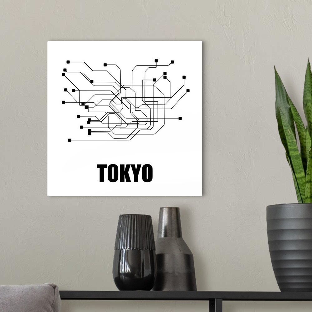 A modern room featuring Tokyo White Subway Map