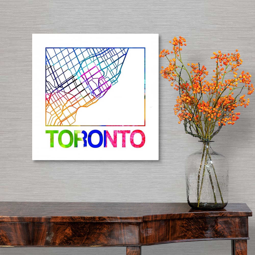 A traditional room featuring Colorful map of the streets of Toronto, Canada.