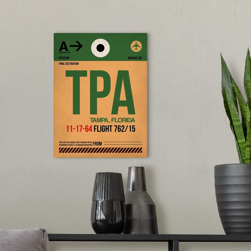 A modern room featuring TPA Tampa Luggage Tag I