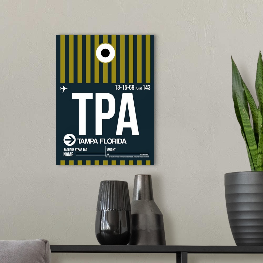 A modern room featuring TPA Tampa Luggage Tag II