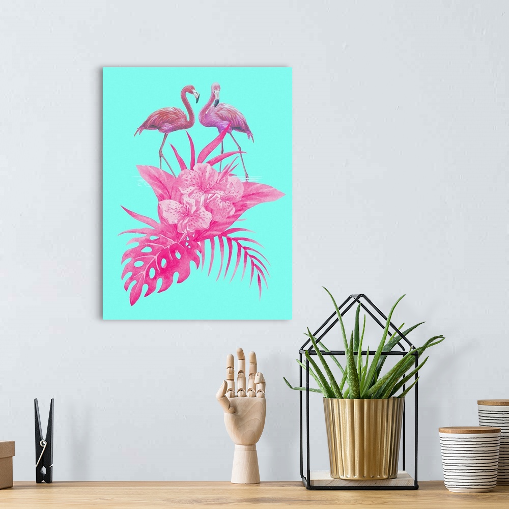 A bohemian room featuring Tropical Flower and Flamingos