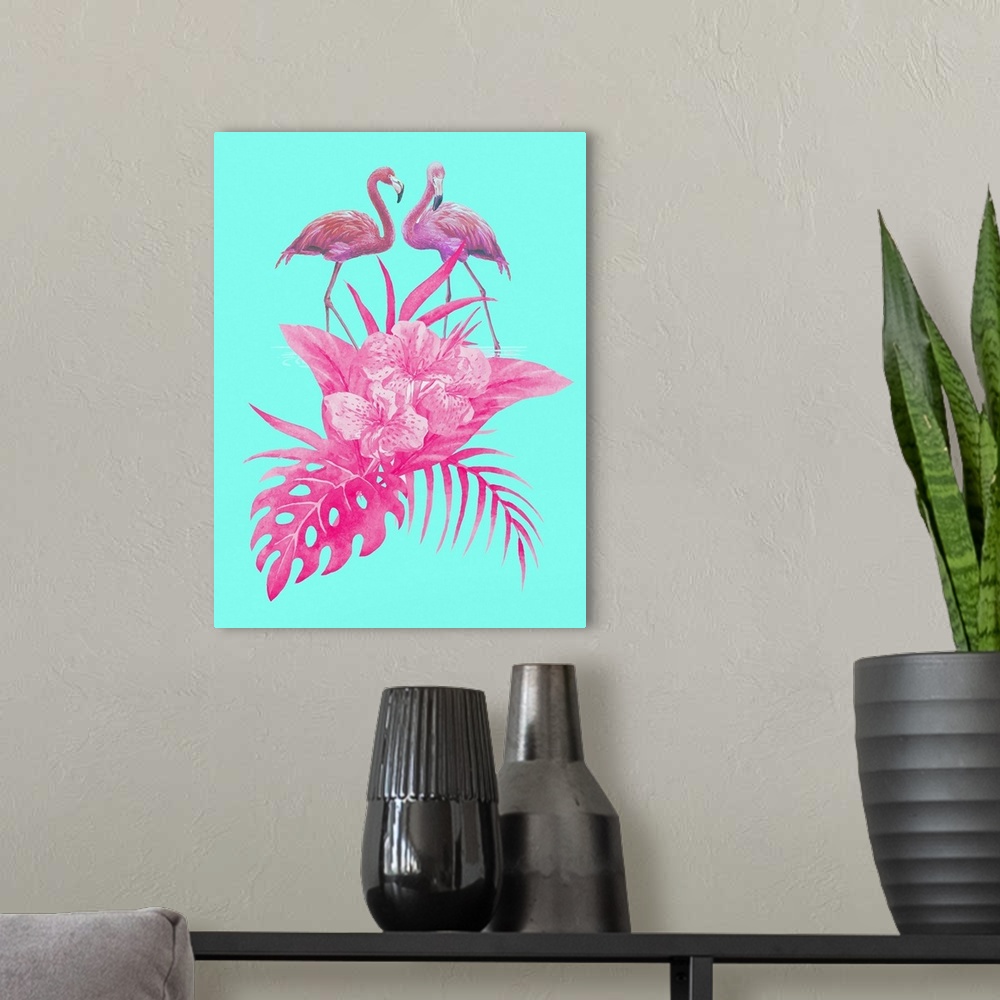 A modern room featuring Tropical Flower and Flamingos
