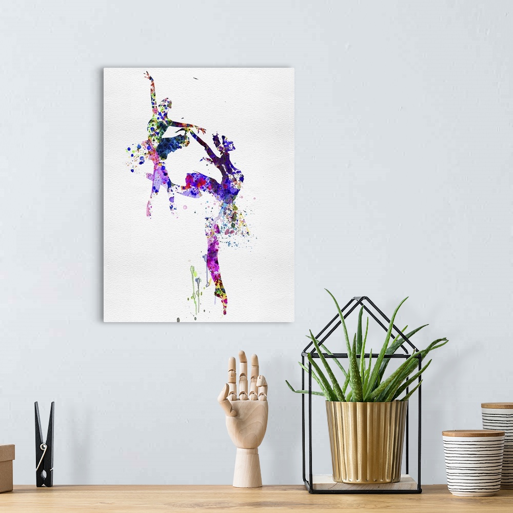 A bohemian room featuring Two Ballerinas Dance Watercolor