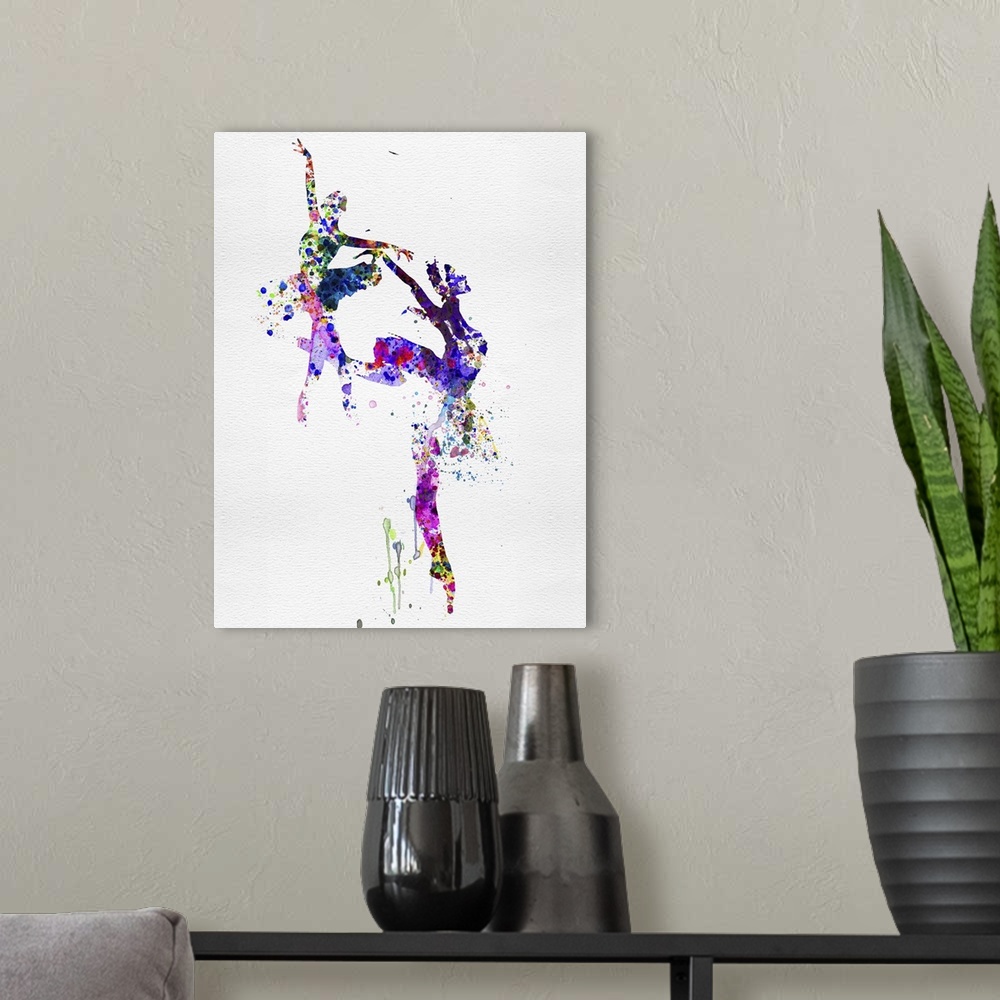 A modern room featuring Two Ballerinas Dance Watercolor