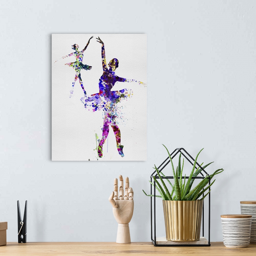 A bohemian room featuring Two Dancing Ballerinas Watercolor IV