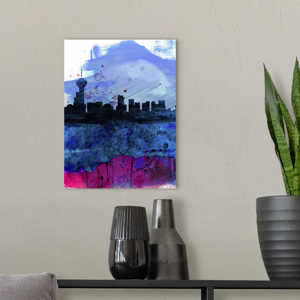 A modern room featuring Vancouver Watercolor Skyline