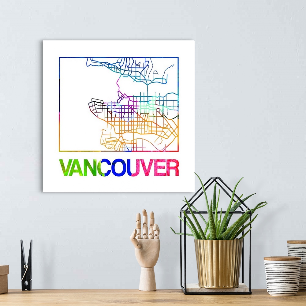 A bohemian room featuring Colorful map of the streets of Vancouver, Canada.