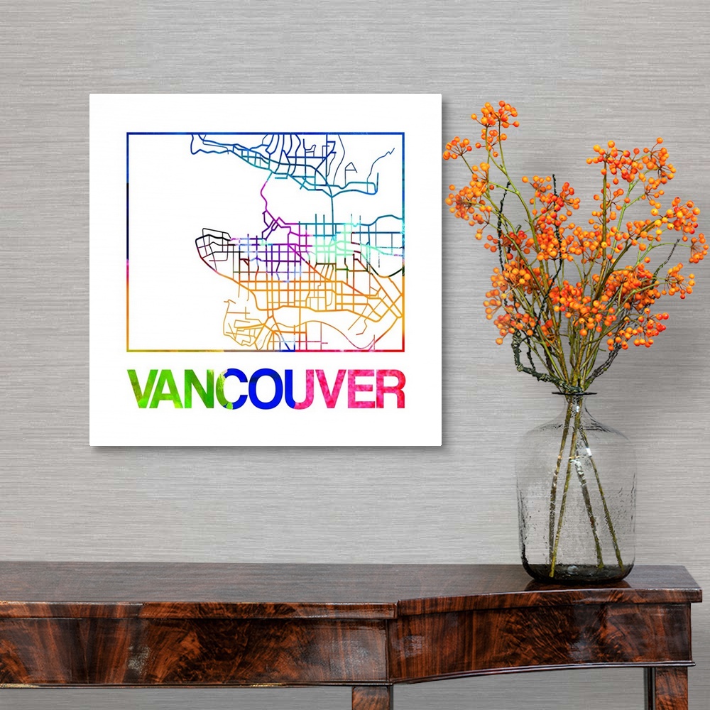 A traditional room featuring Colorful map of the streets of Vancouver, Canada.
