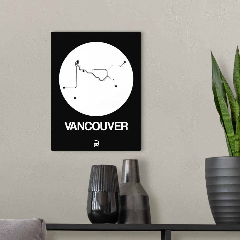 A modern room featuring Vancouver White Subway Map