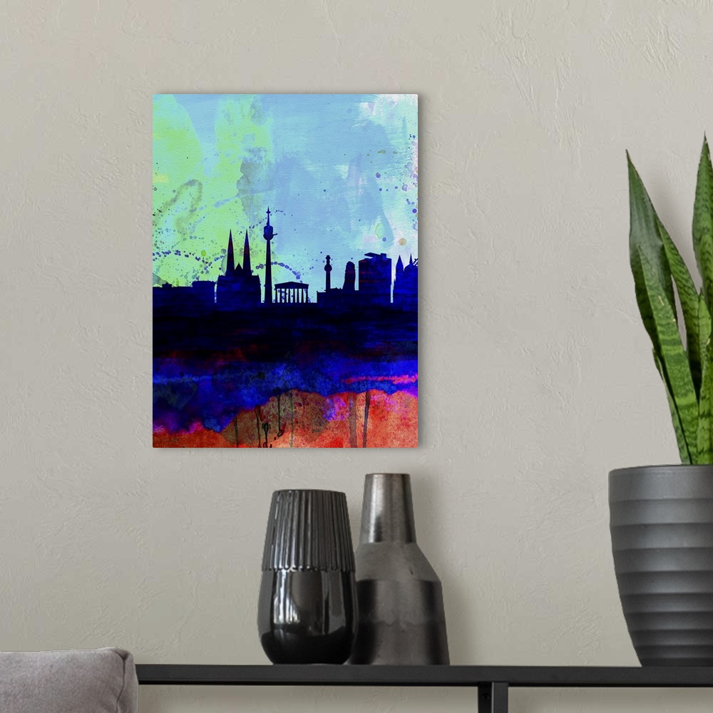 A modern room featuring Vienna Watercolor Skyline
