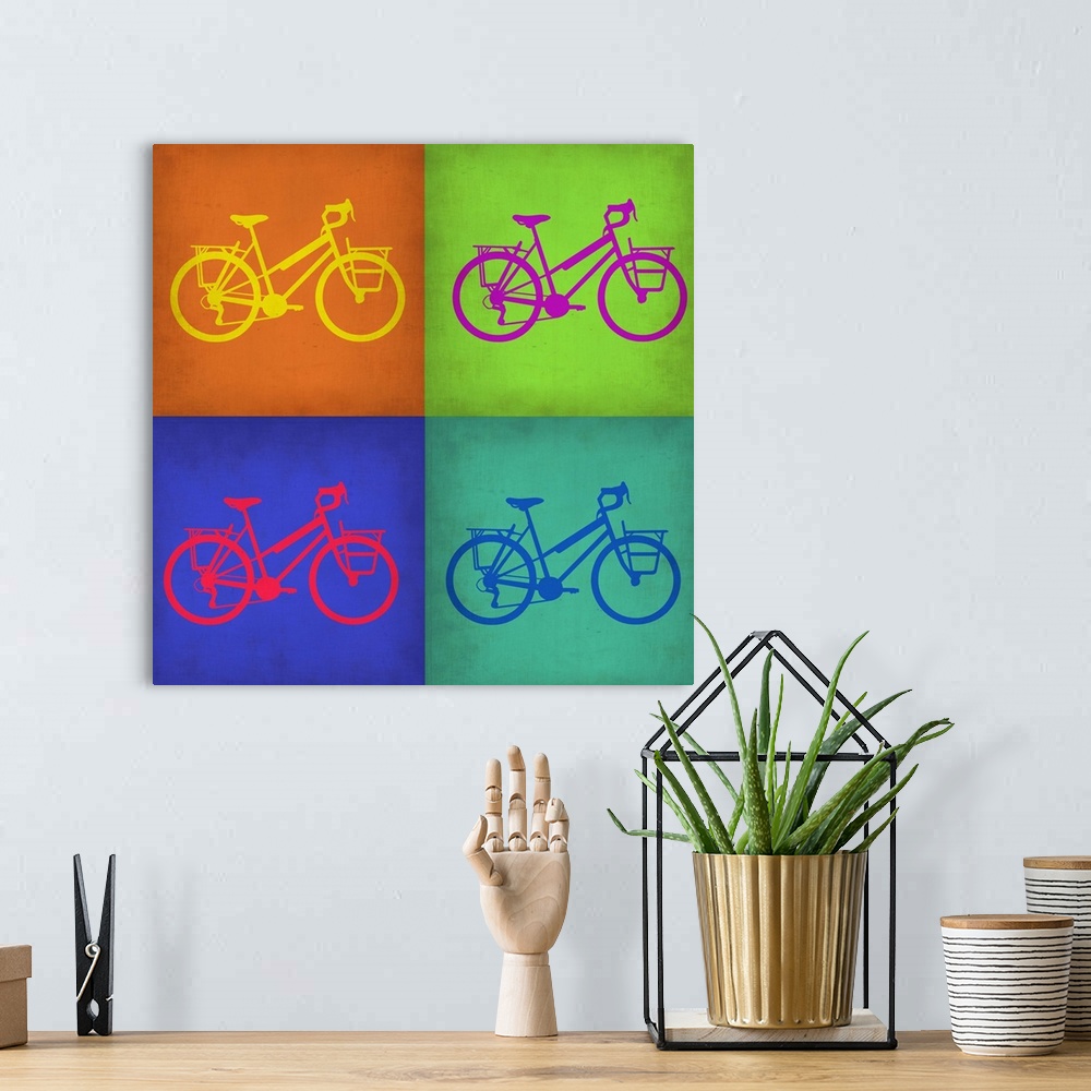 A bohemian room featuring Vintage Bicycle Pop Art I