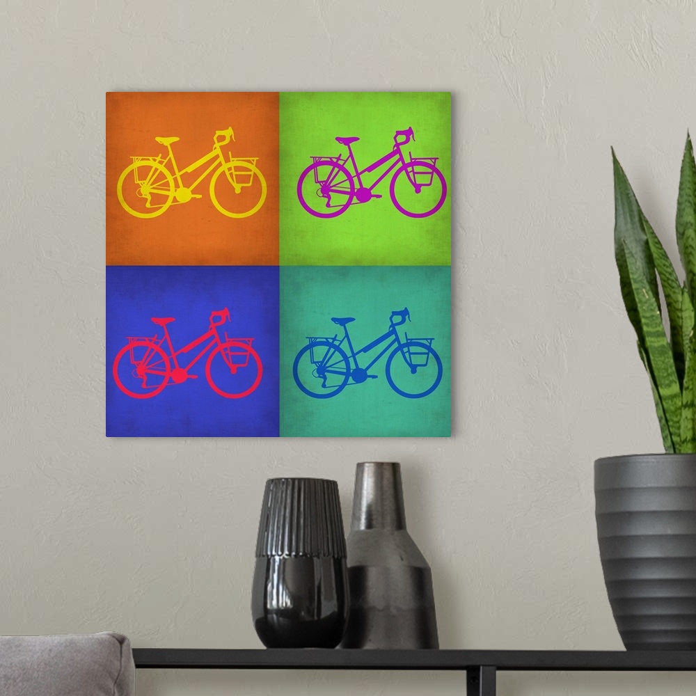 A modern room featuring Vintage Bicycle Pop Art I