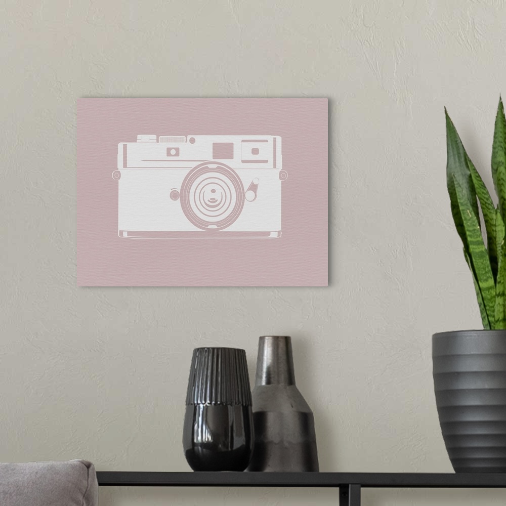 A modern room featuring Vintage Camera Poster