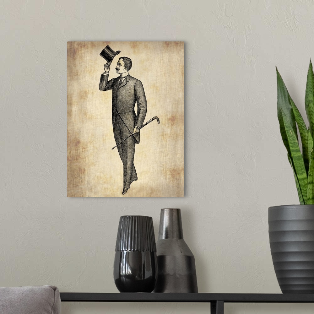 A modern room featuring Vintage Victorian Man, vintage art, vintage prints, old prints, old drawings