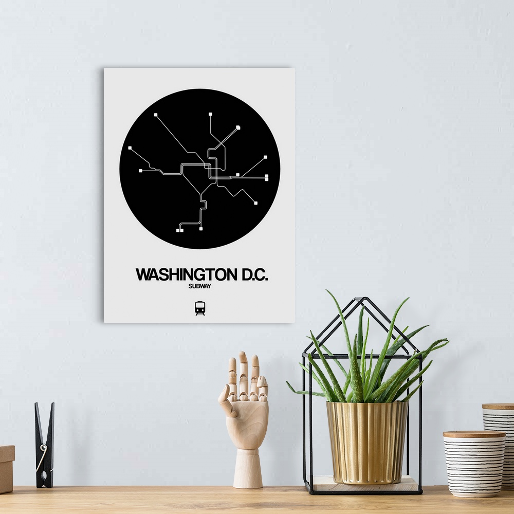 A bohemian room featuring Washington D.C. Black Subway Map