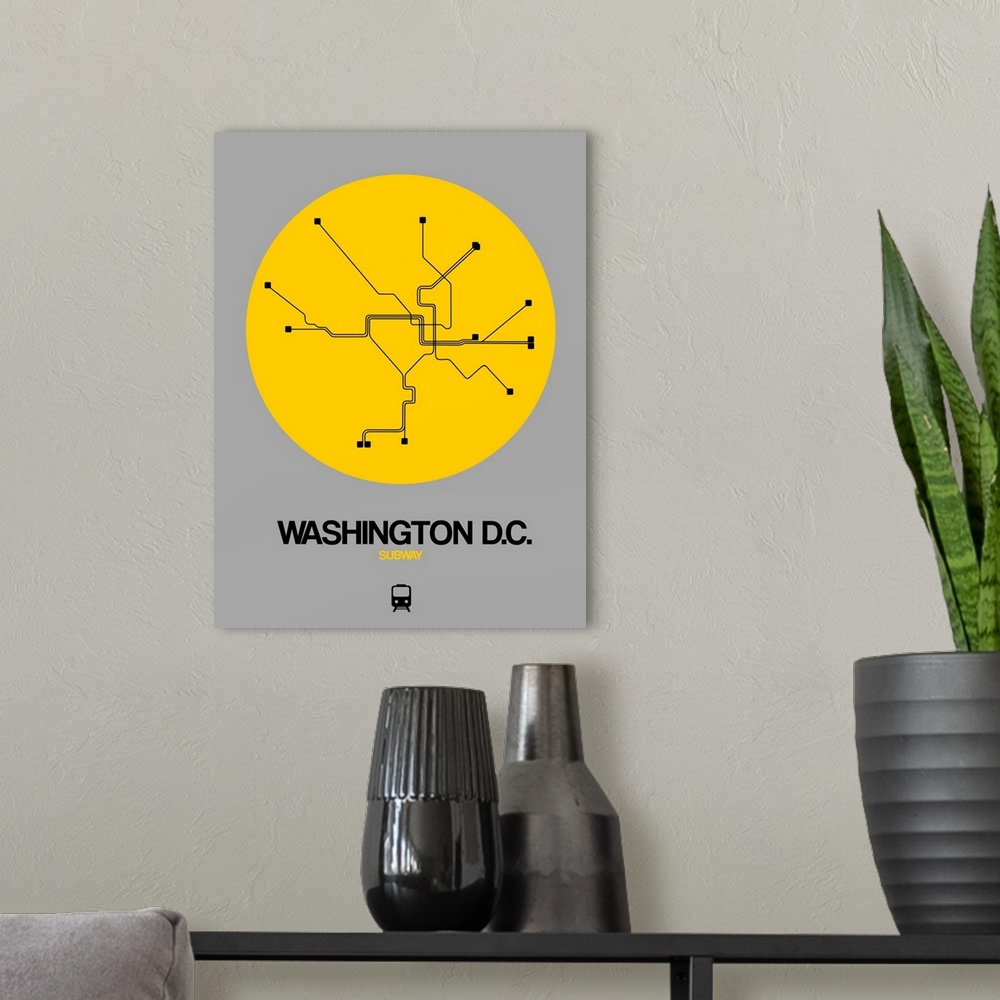 A modern room featuring Washington D.C. Yellow Subway Map