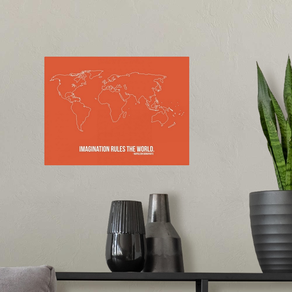 A modern room featuring World Map Quote Poster III