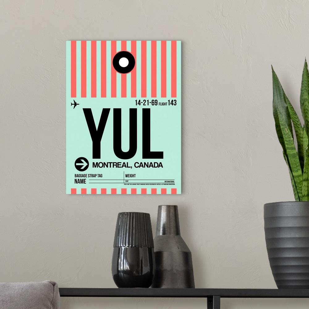 A modern room featuring YUL Montreal Luggage Tag II
