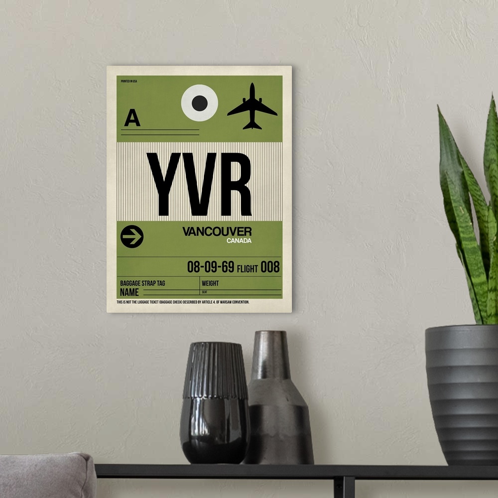 A modern room featuring YVR Vancouver Luggage Tag I