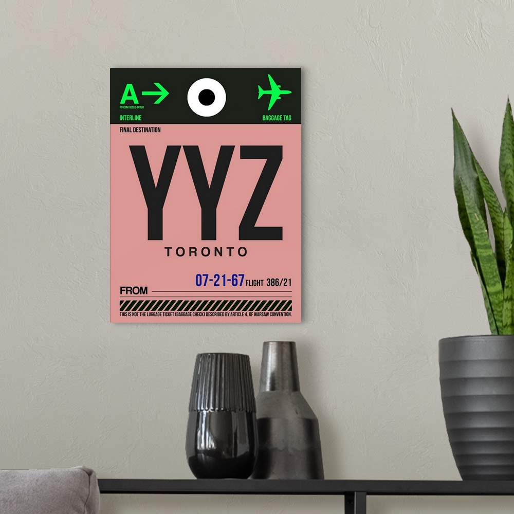 A modern room featuring YYZ Toronto Luggage Tag II