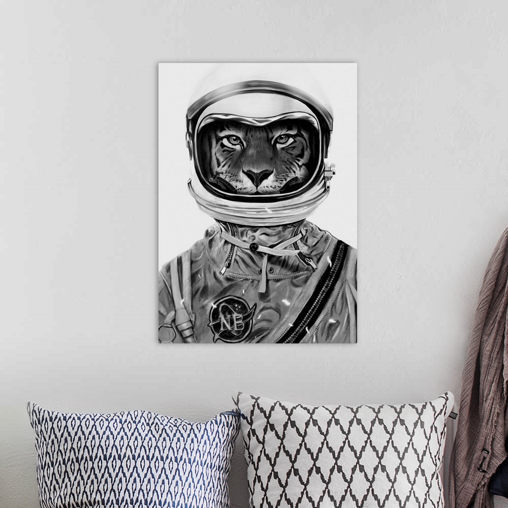 A bohemian room featuring Astro Tiger - B&W