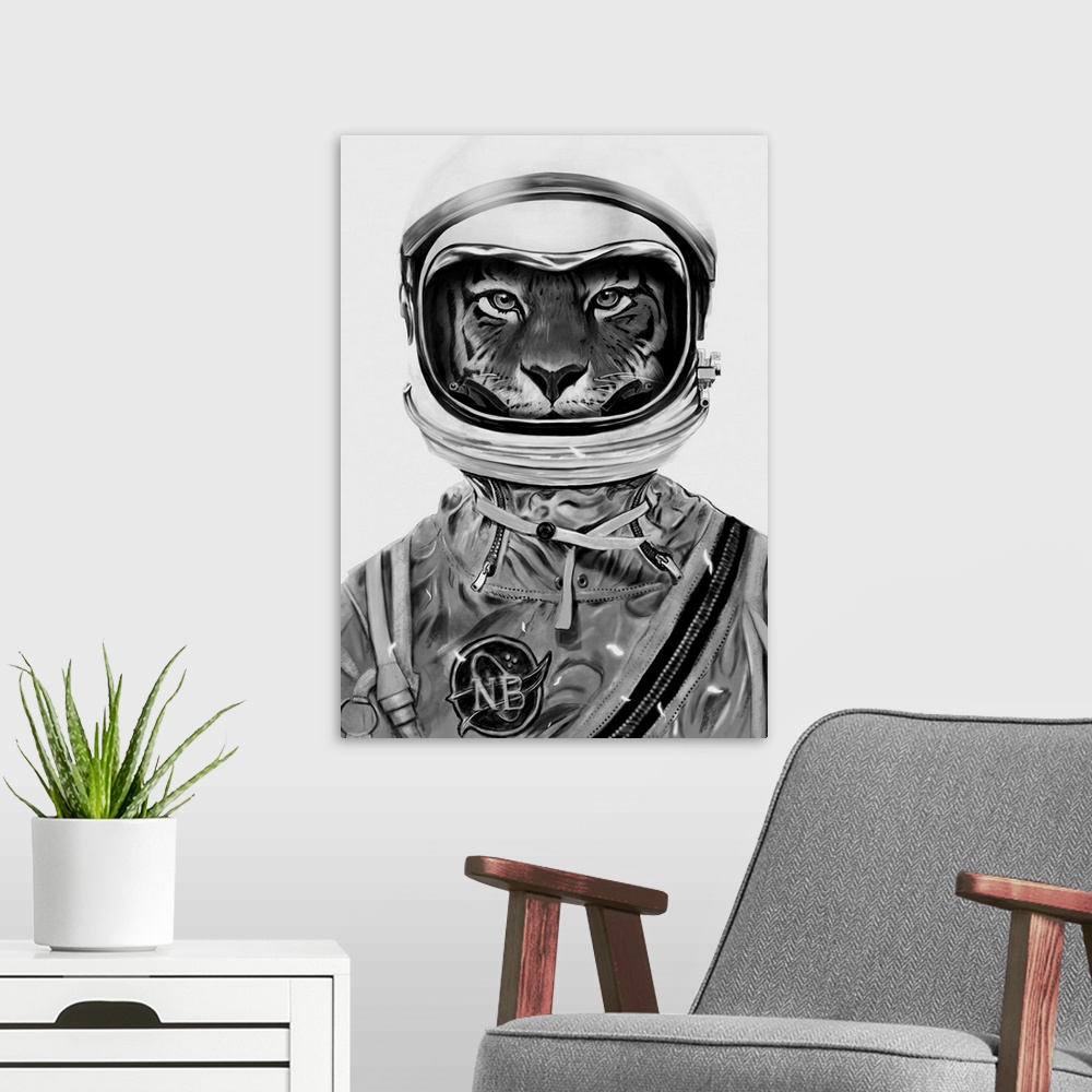 A modern room featuring Astro Tiger - B&W