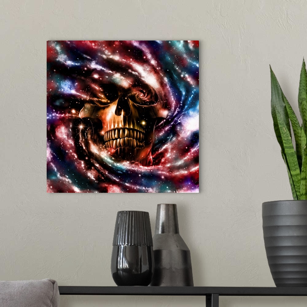 A modern room featuring Space Skull II