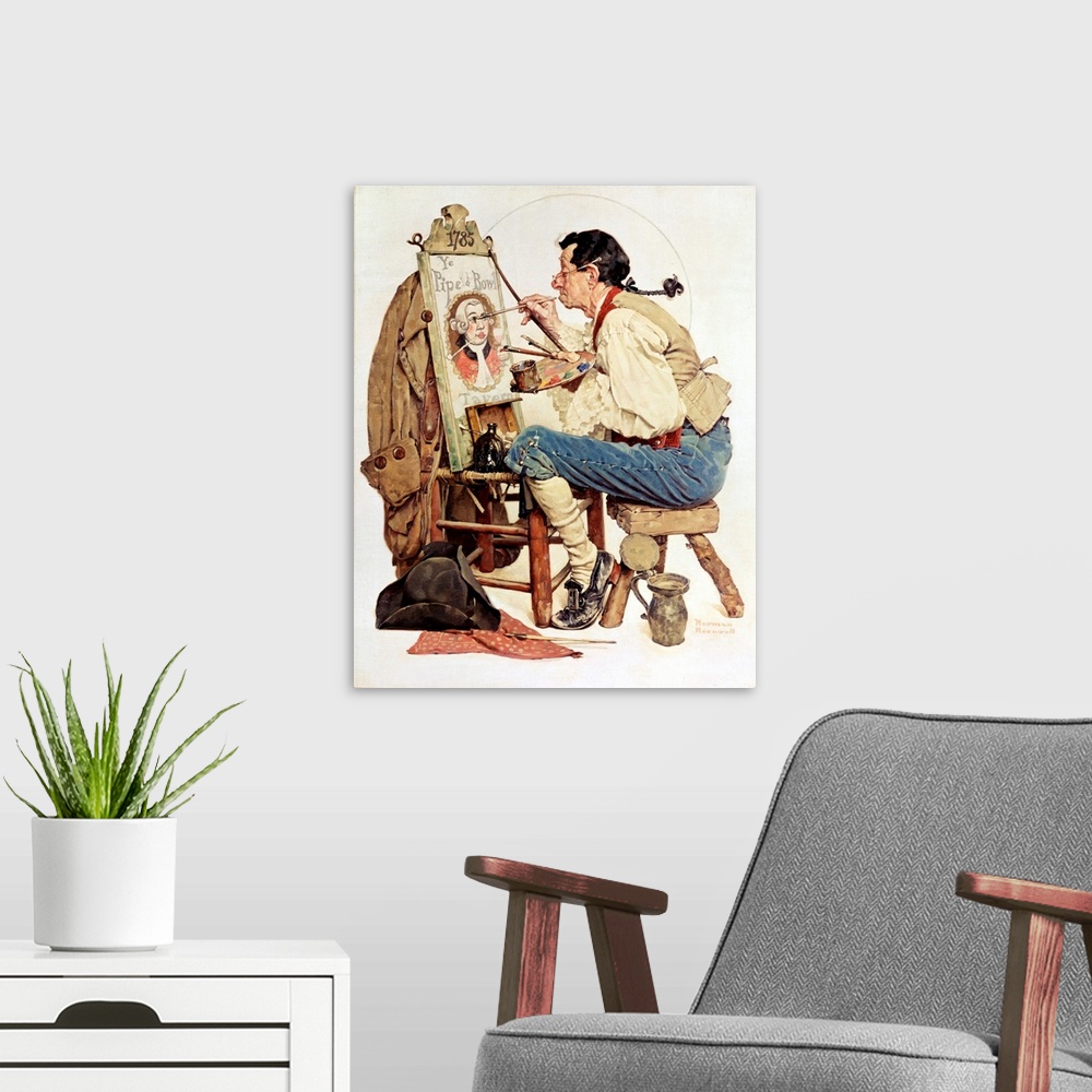 A modern room featuring Norman Rockwell's paintings and illustrations are popular for their reflection of American cultur...
