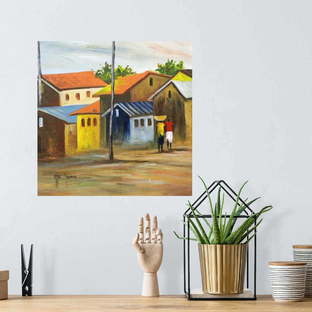 A bohemian room featuring Women walk down the streets of Axim, together planning the meal they will serve their families. A...