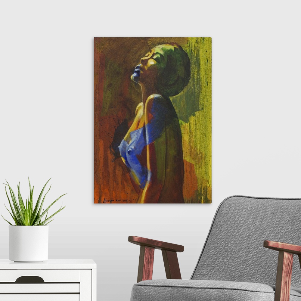 A modern room featuring 'Just enjoy life regardless of situation and condition,' encourages Aricadia through his art. 'Ha...