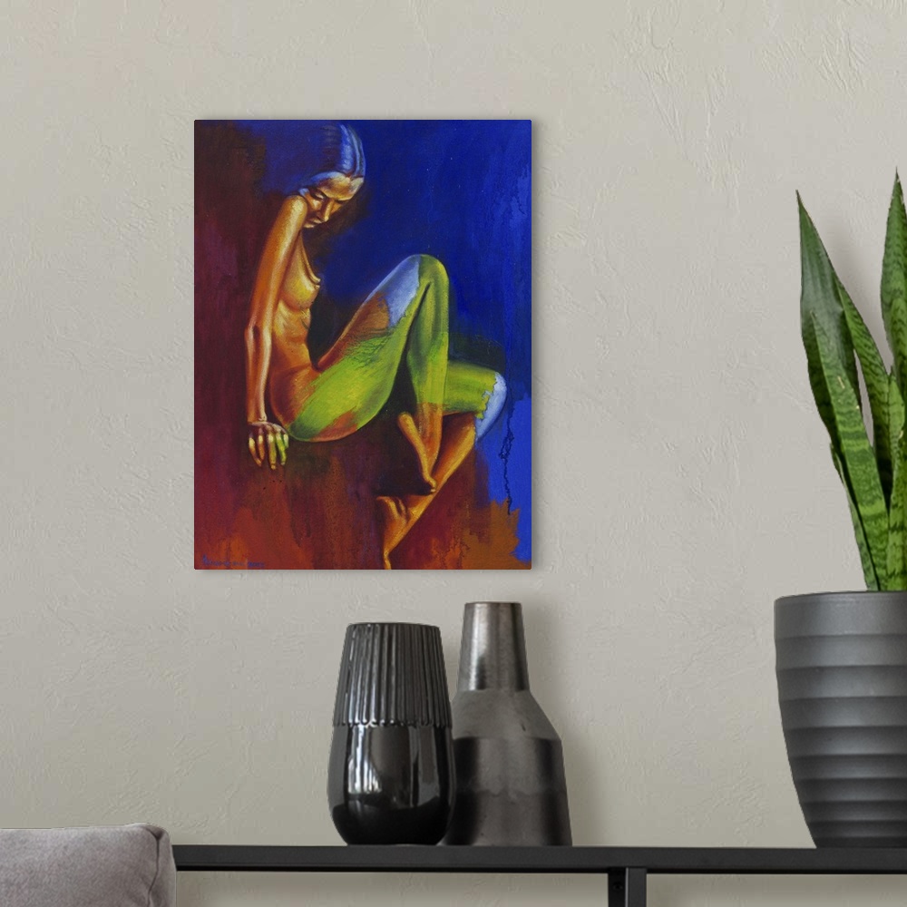 A modern room featuring By Aricadia, this beautiful nude depicts Eve, the first woman created by God in the Bible story f...