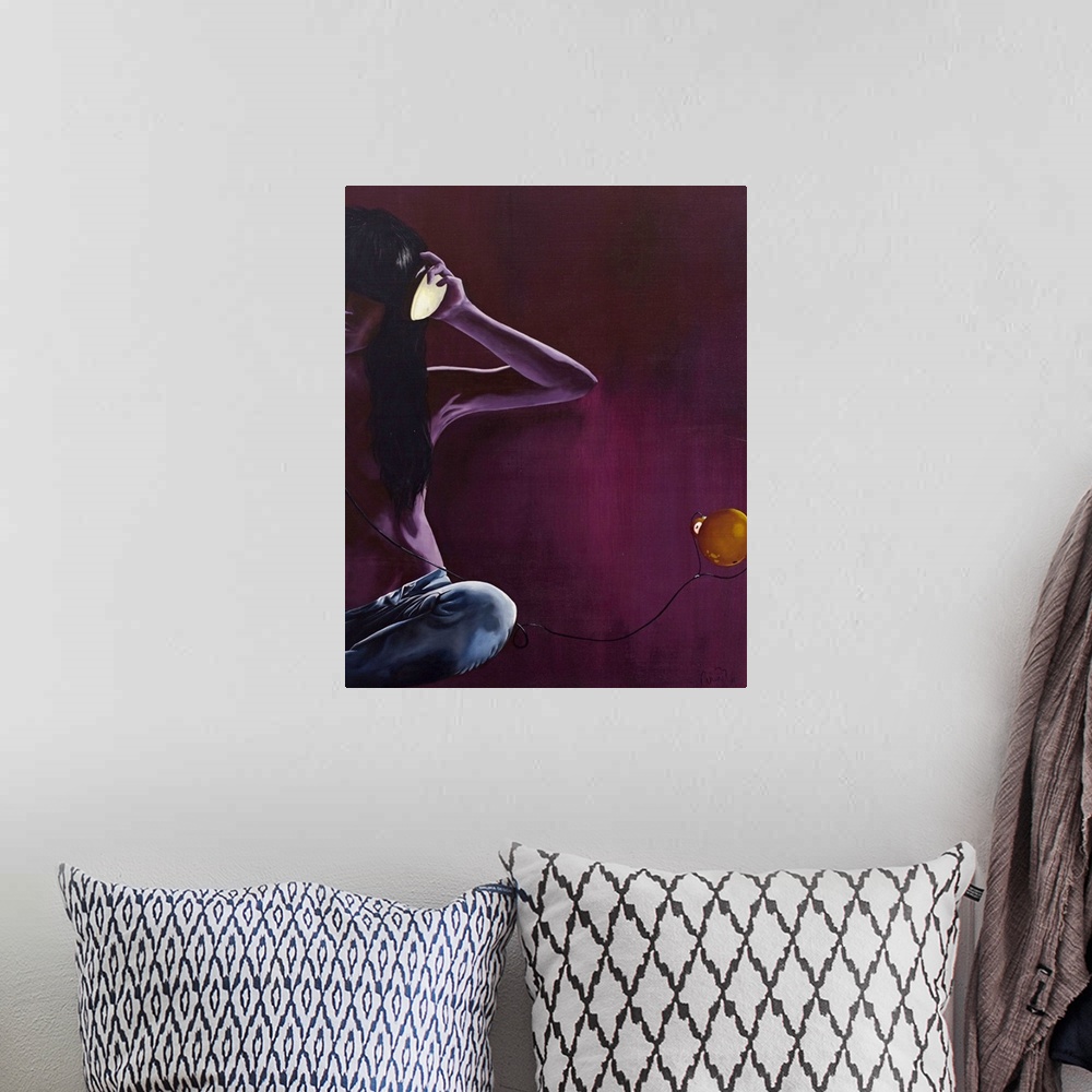 A bohemian room featuring There is a sense of mystique in this acrylic on canvas as Ana Rubi Panduro depicts a woman connec...