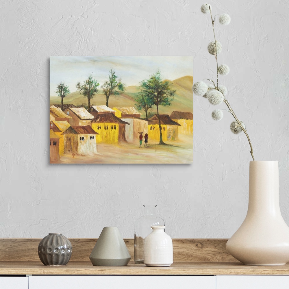 A farmhouse room featuring Godwin Atta Geoman reveals his love for African landscapes as he depicts a scene from Kwadaso in ...
