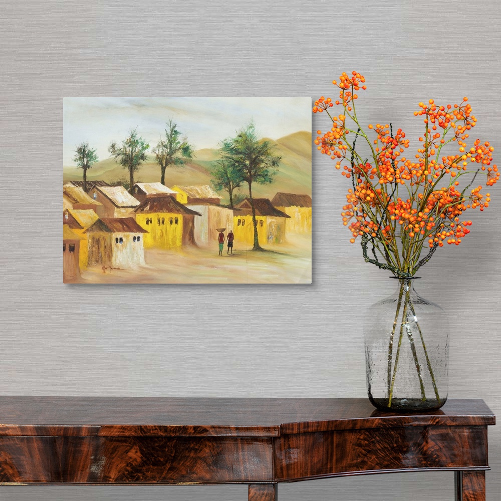 A traditional room featuring Godwin Atta Geoman reveals his love for African landscapes as he depicts a scene from Kwadaso in ...