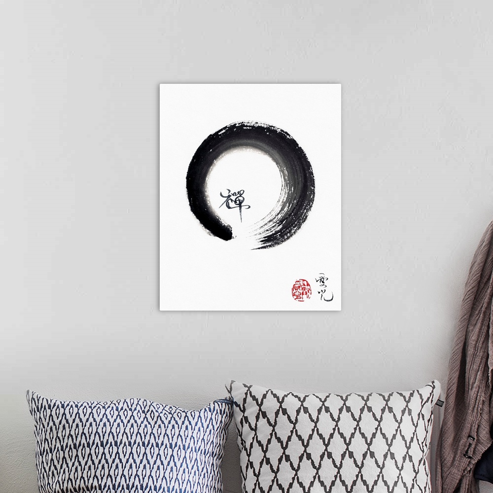 A bohemian room featuring The Enso represents the way of Zen as a circle of vast space, lacking nothing and holding nothing...